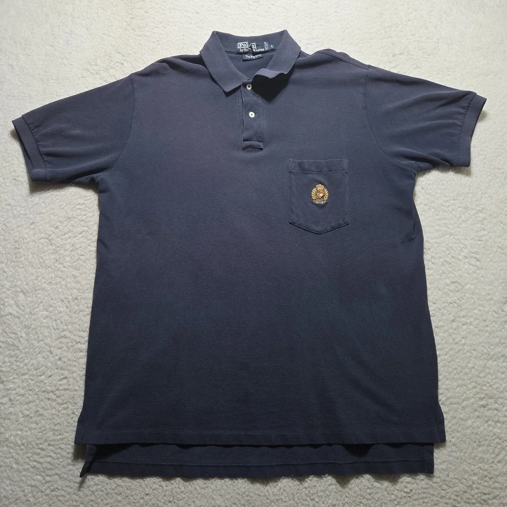 Vintage 90s Polo Ralph Lauren Polo The Big Shirt Size Large Chest Crest Faded